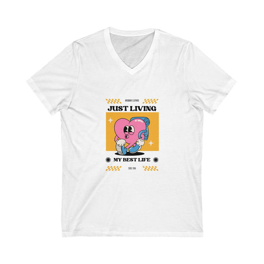 Camiseta unisex de manga corta con cuello en V